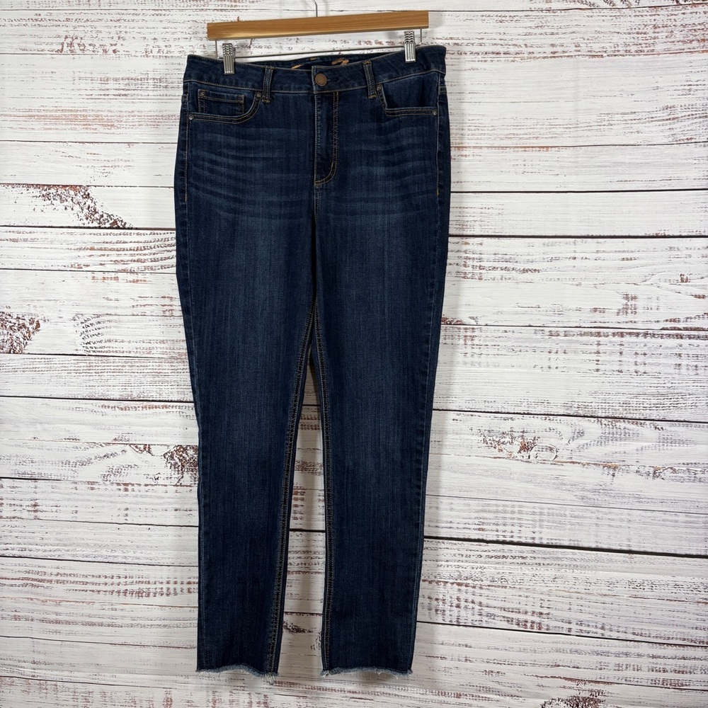 Seven7 High Rise Slim Straight Raw Hem Denim Jeans